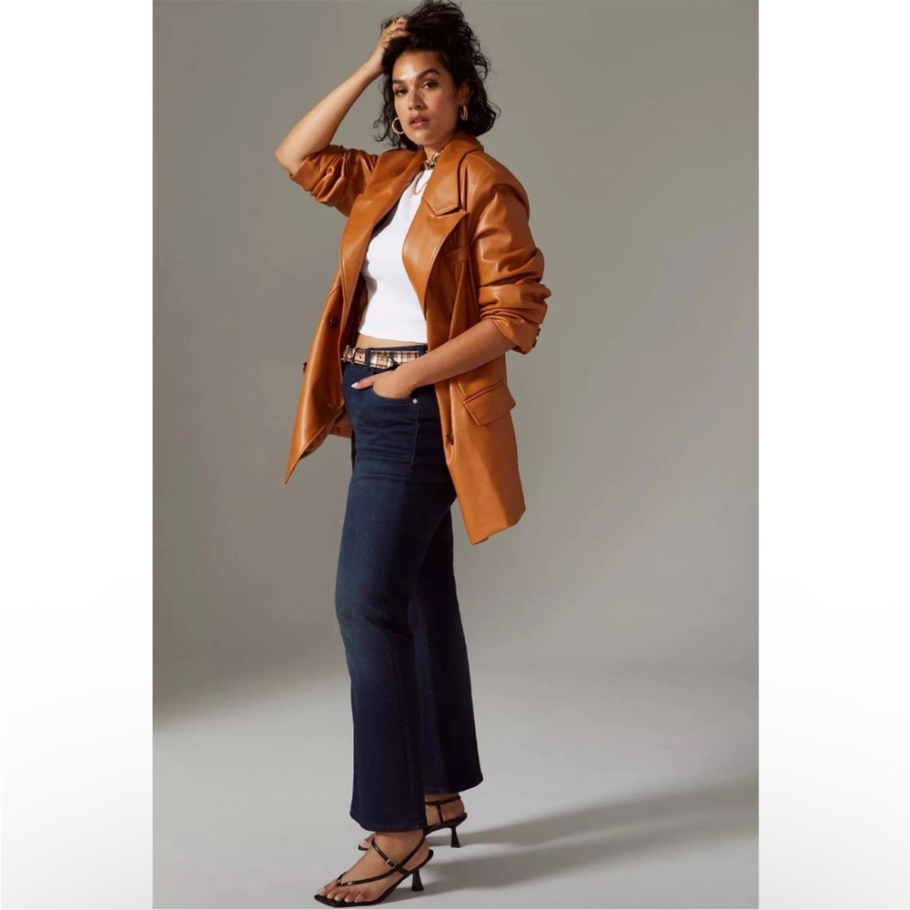 Avec Les Filles Oversized Faux Leather Blazer Jacket Double Breasted NWT